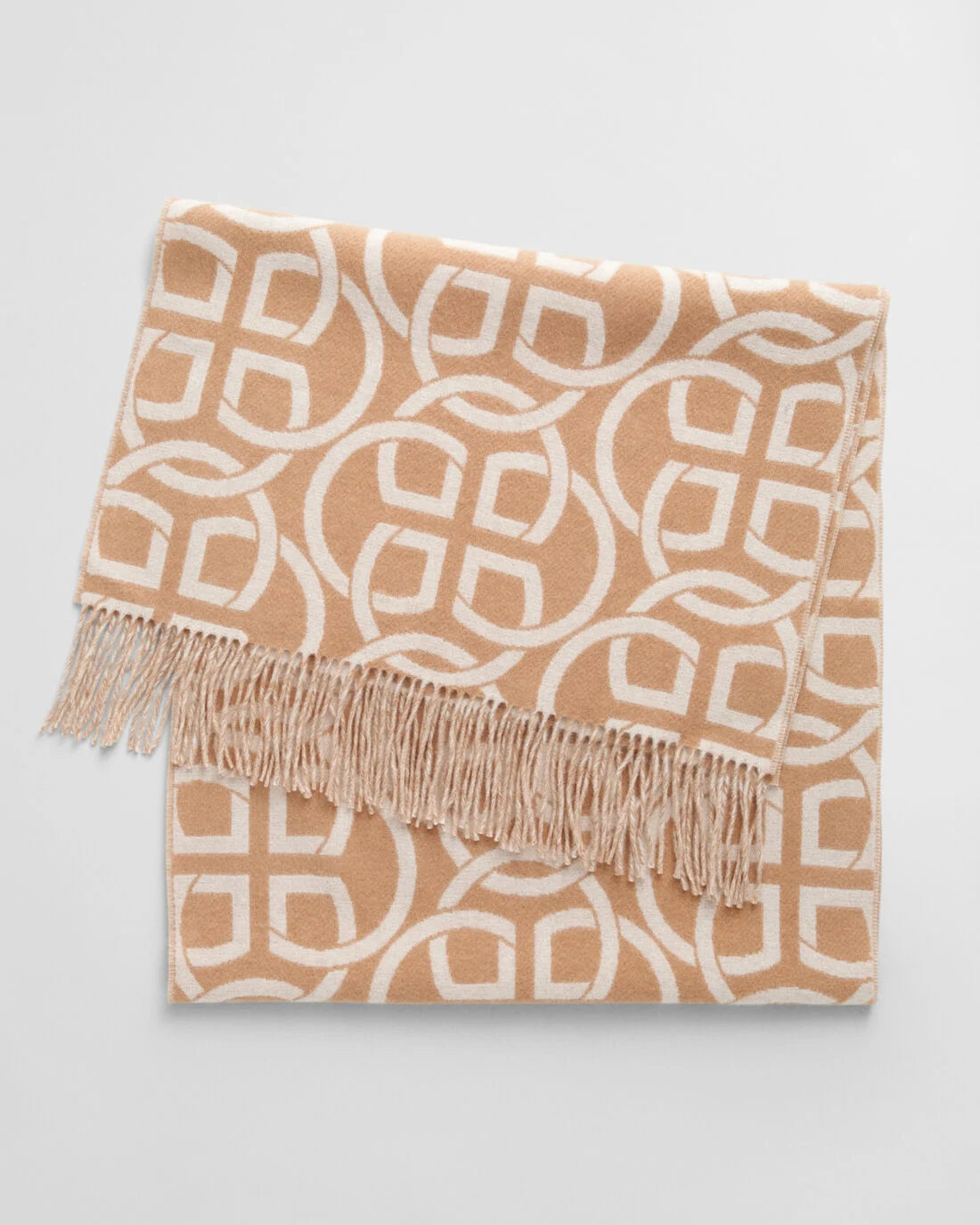 G Pattern Wool Scarf - Carmel Beige