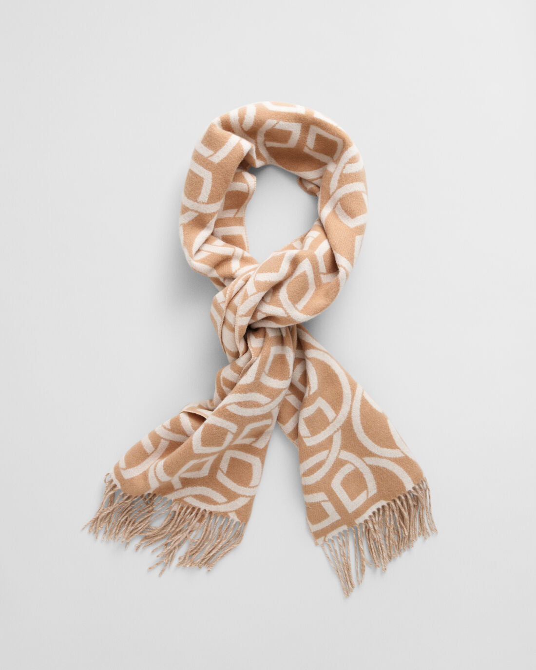 G Pattern Wool Scarf - Carmel Beige