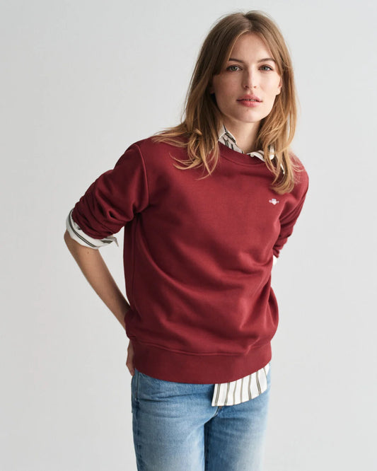 Shield Crew Neck Sweatshirt - Plumped Red