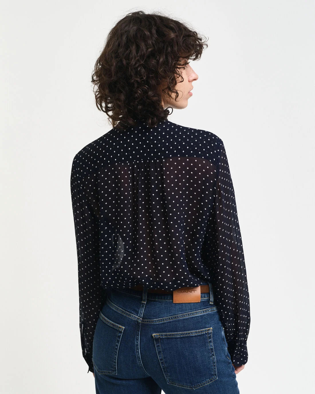 Dot Print Bow Blouse