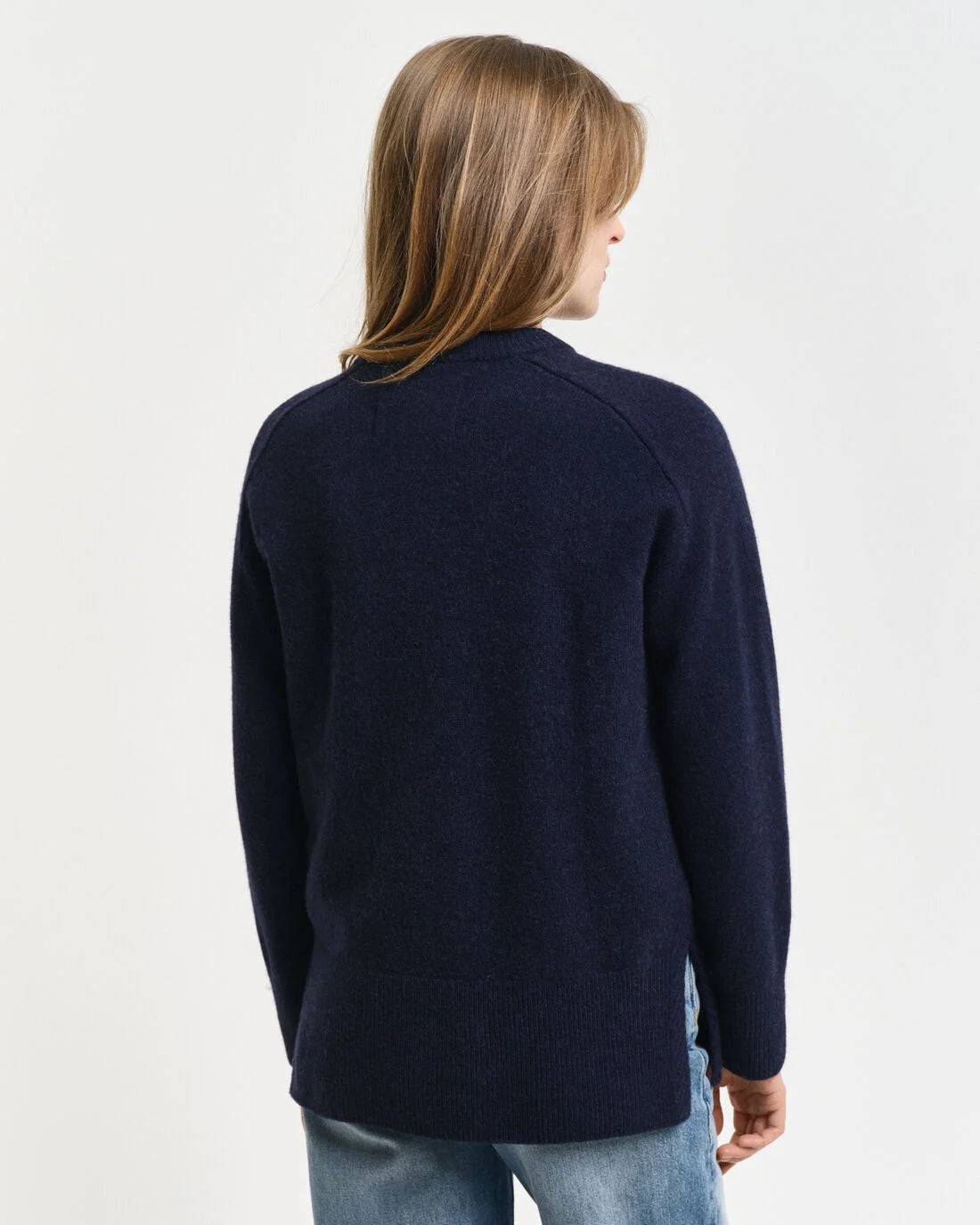 Herringbone Detail Crew Neck Navy