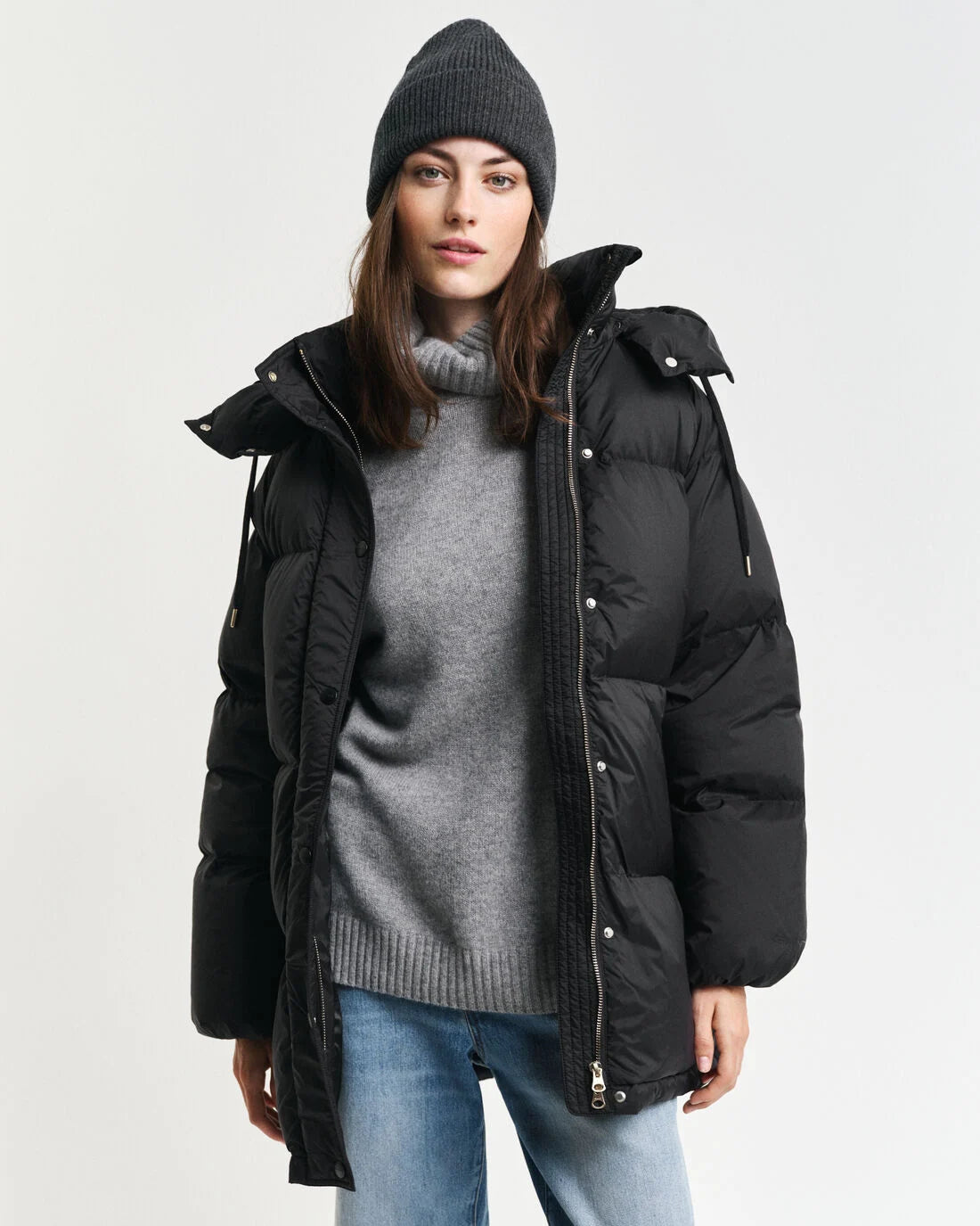 Mid Length Down Jacket - Black