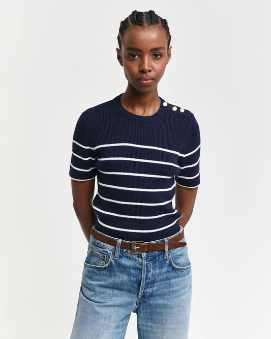 Ribbed Breton Crew Neck T-shirt