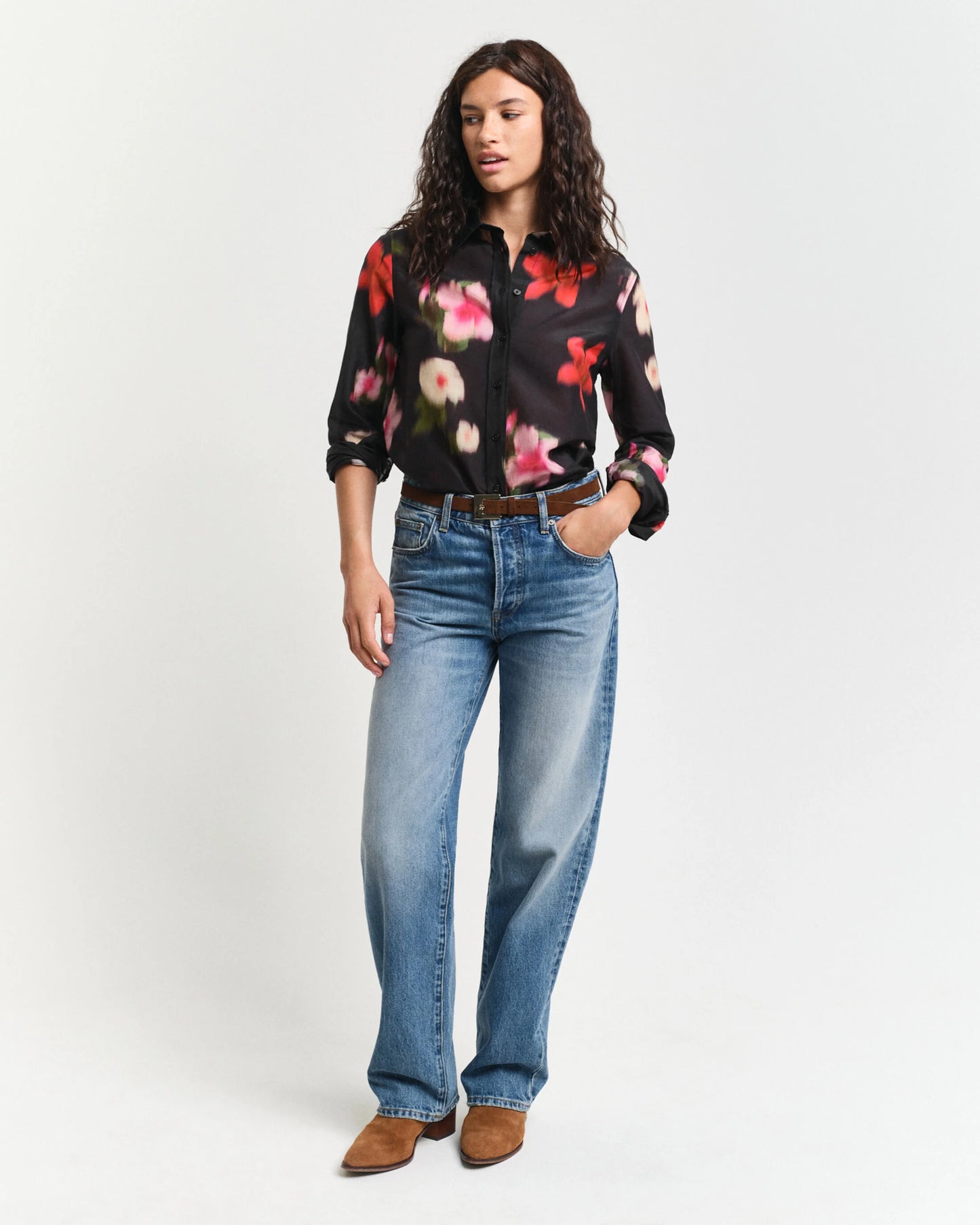 Regular Fit Floral Cotton Silk Shirt