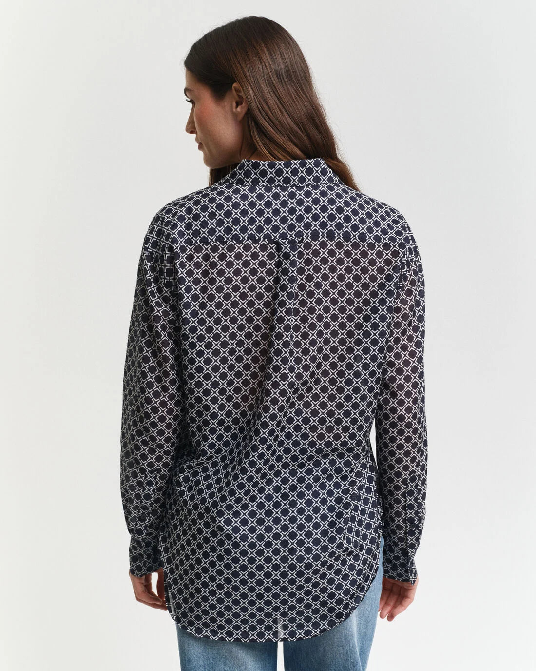 Relaxed Fit Geometric Cotton Silk Shirt