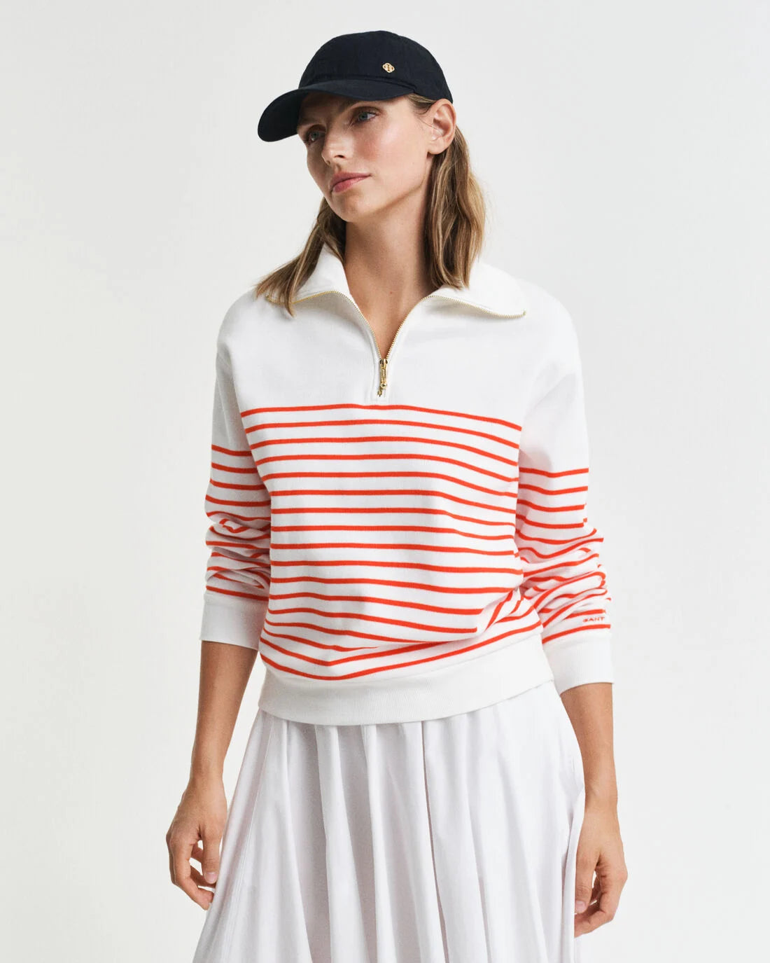 Ribbed Breton Half-Zip Sweatshirt