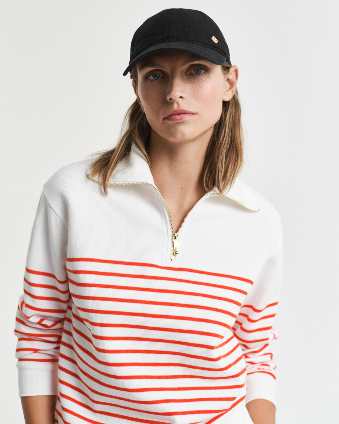 Ribbed Breton Half-Zip Sweatshirt