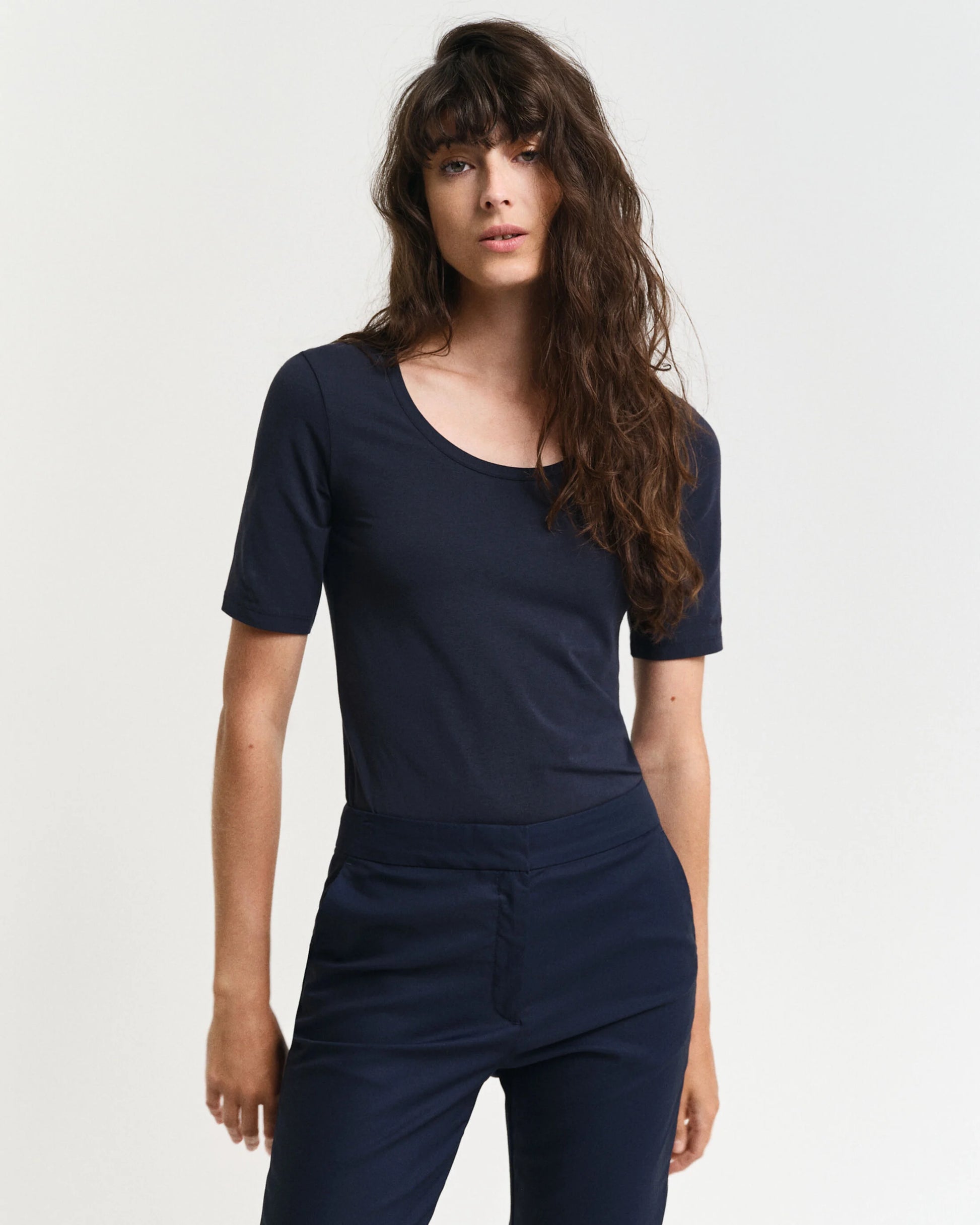 The Scoop Neck Navy Top