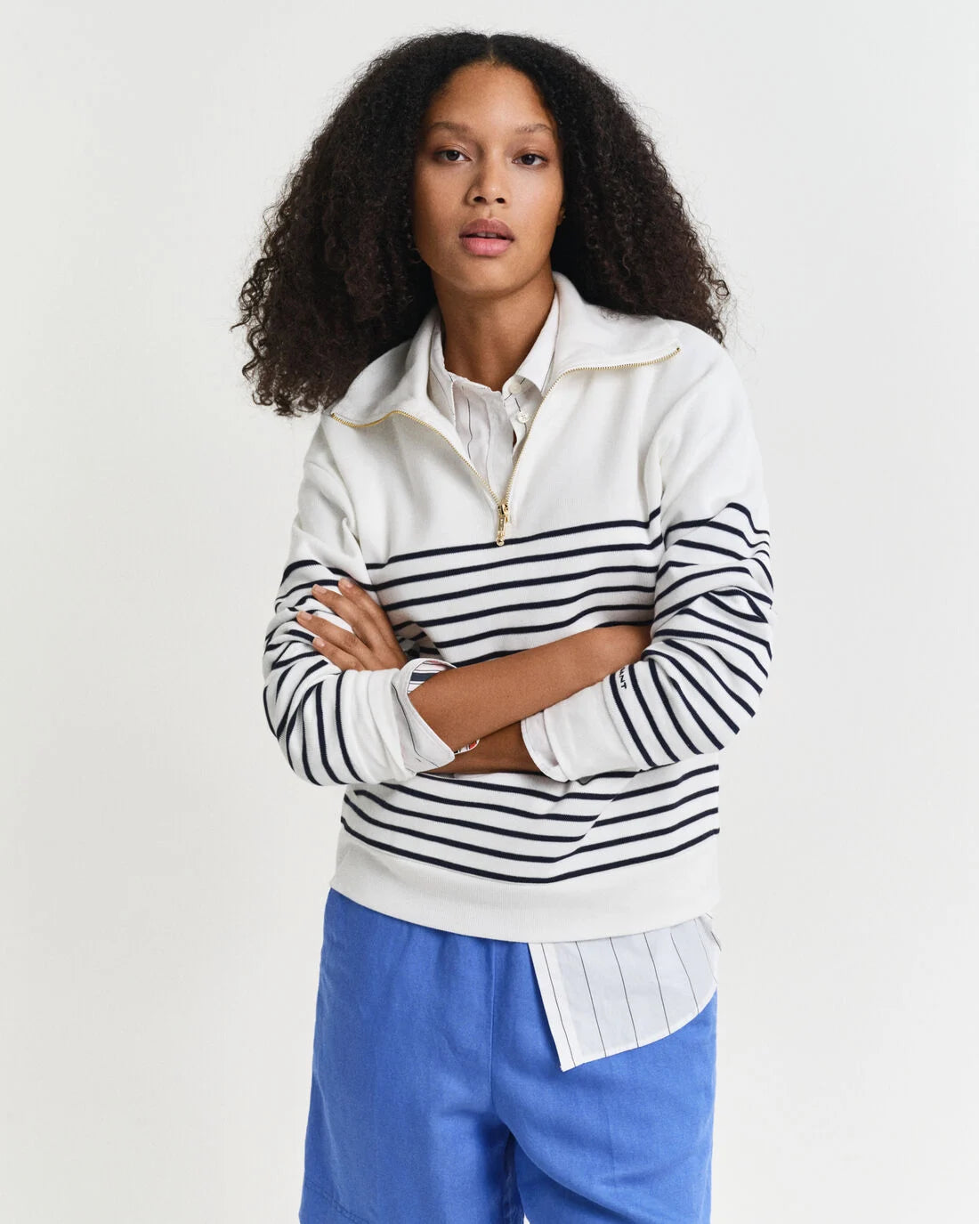 Ribbed Breton Half-Zip Sweatshirt Evening Blue