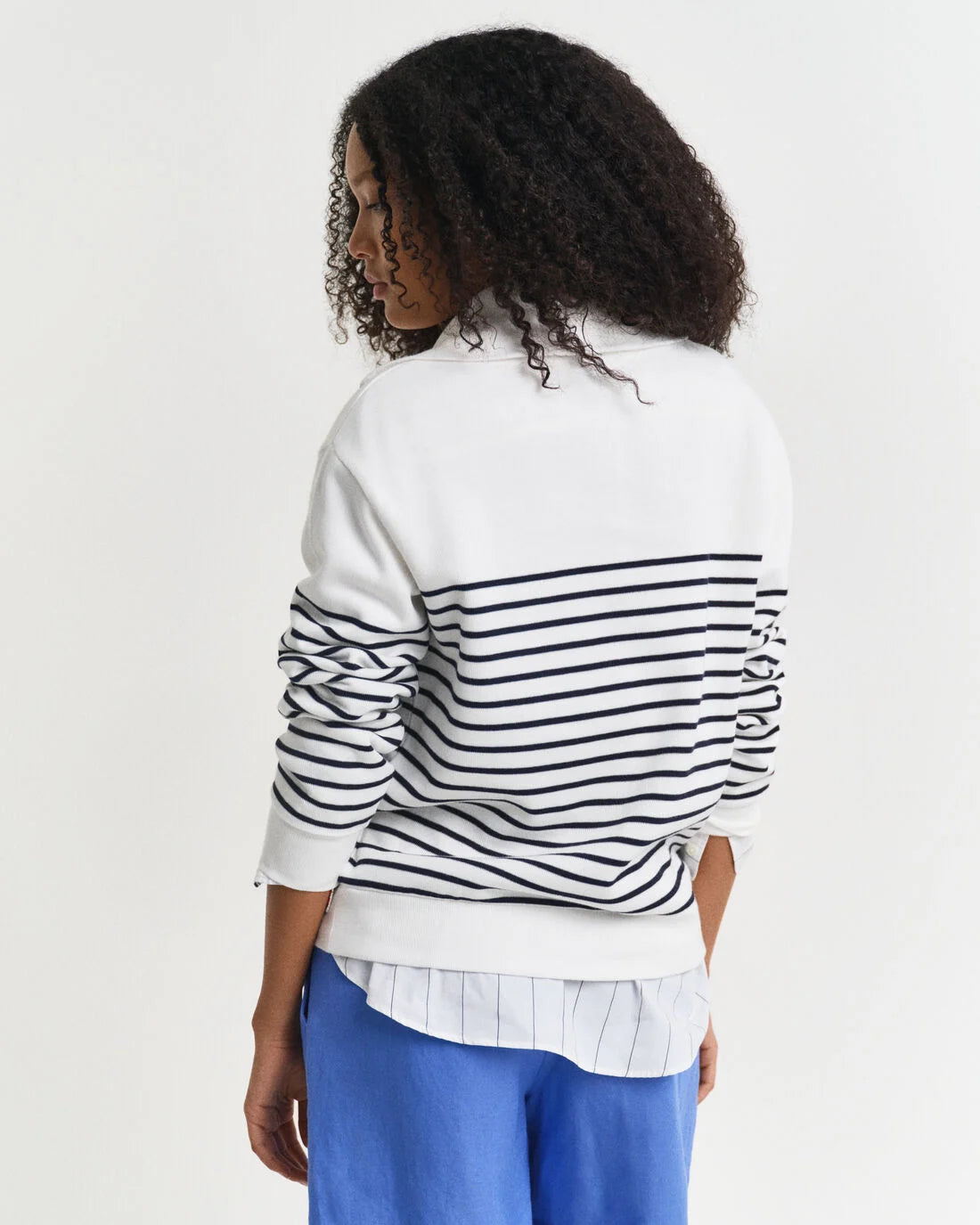 Ribbed Breton Half-Zip Sweatshirt Evening Blue