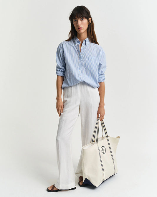 Relaxed Fit Linen Blend Pull-On Pants Eggshell