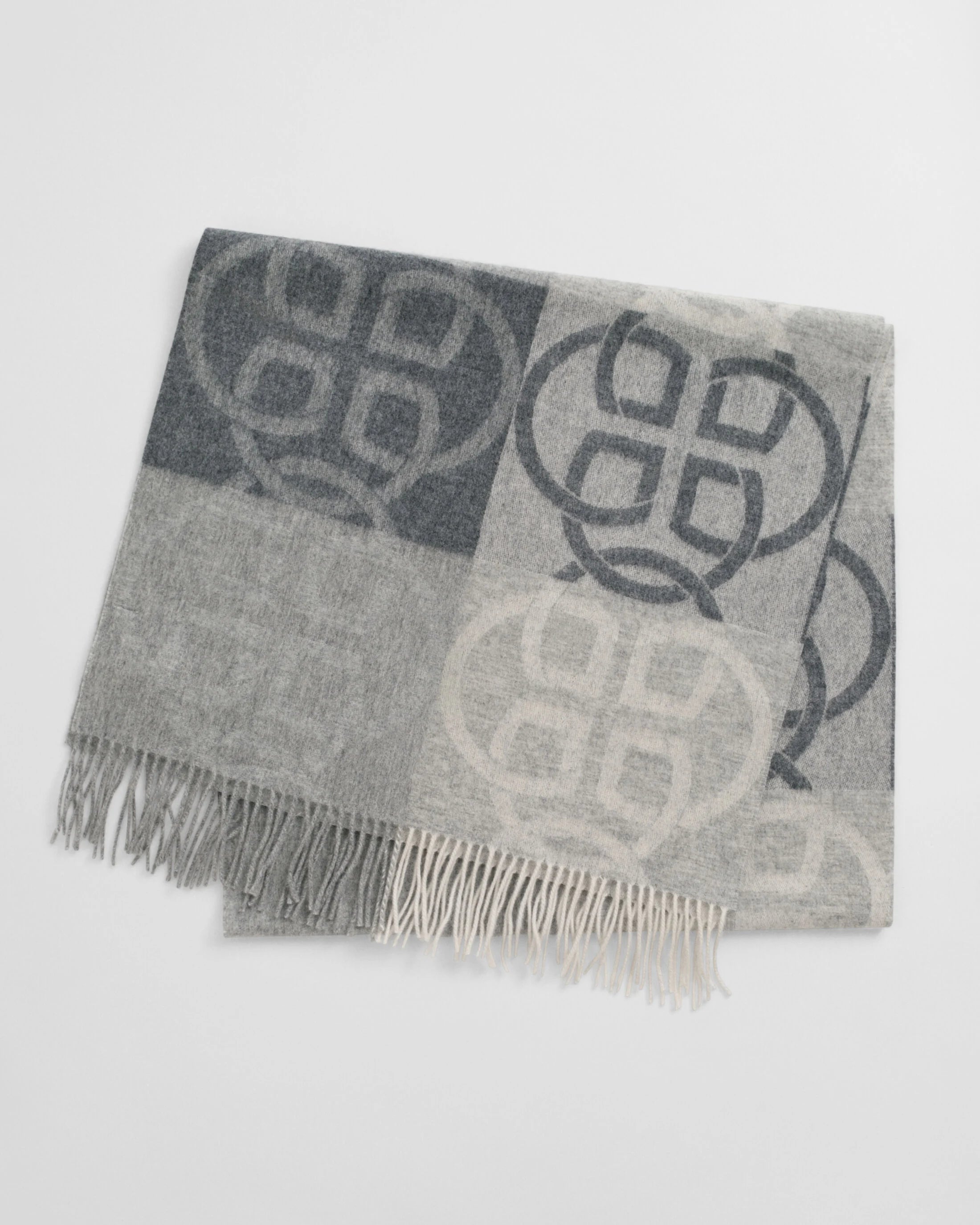 Monogram Grey Wool Scarf