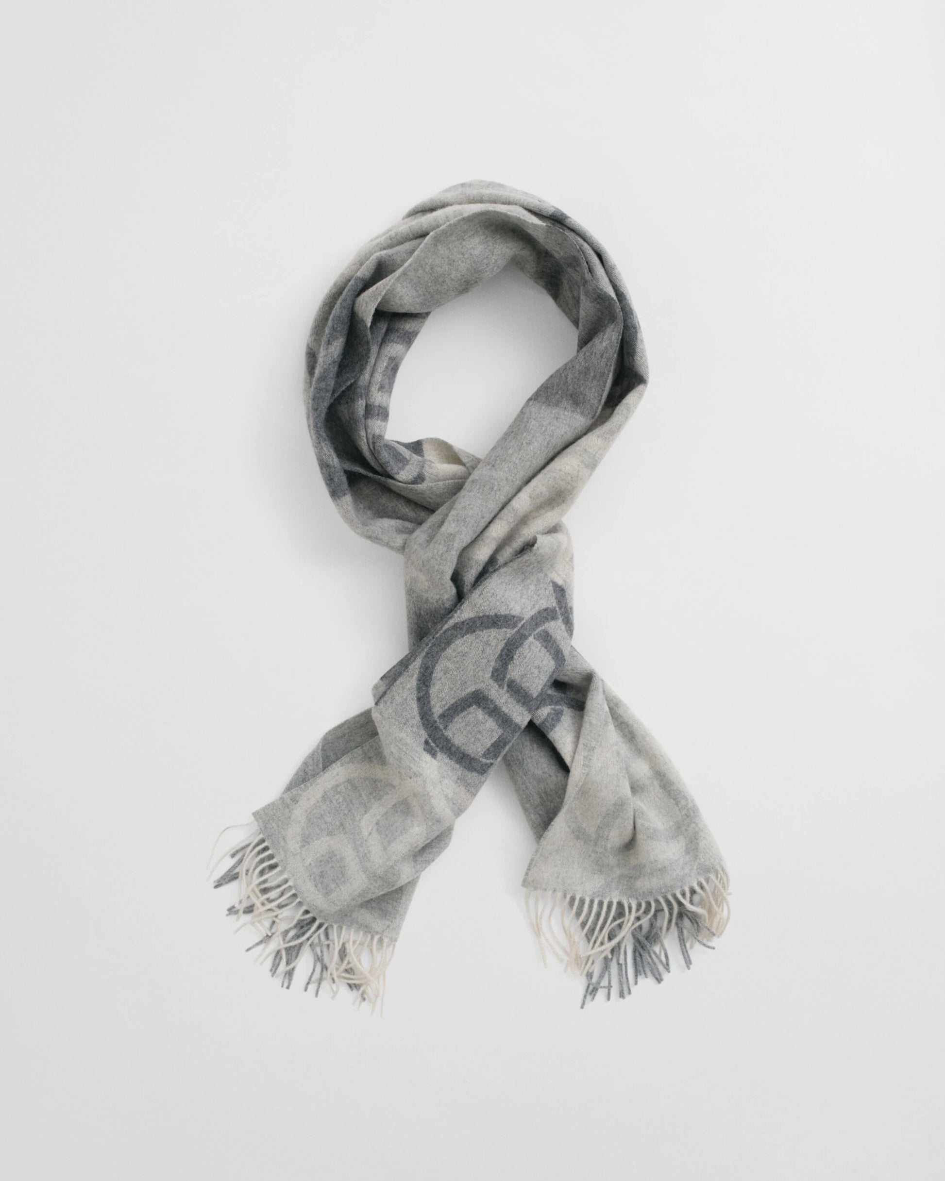 Monogram Grey Wool Scarf