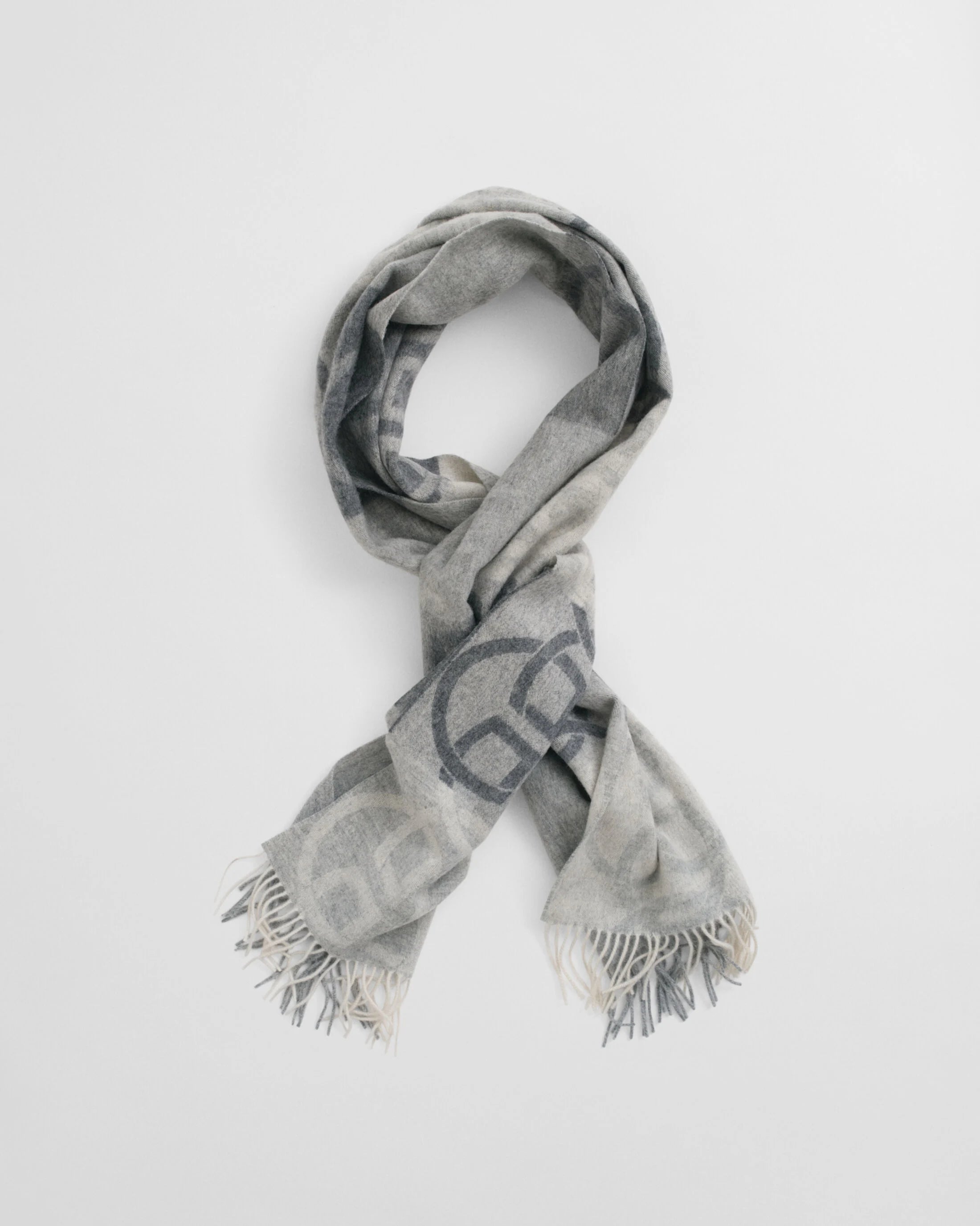 Monogram Grey Wool Scarf