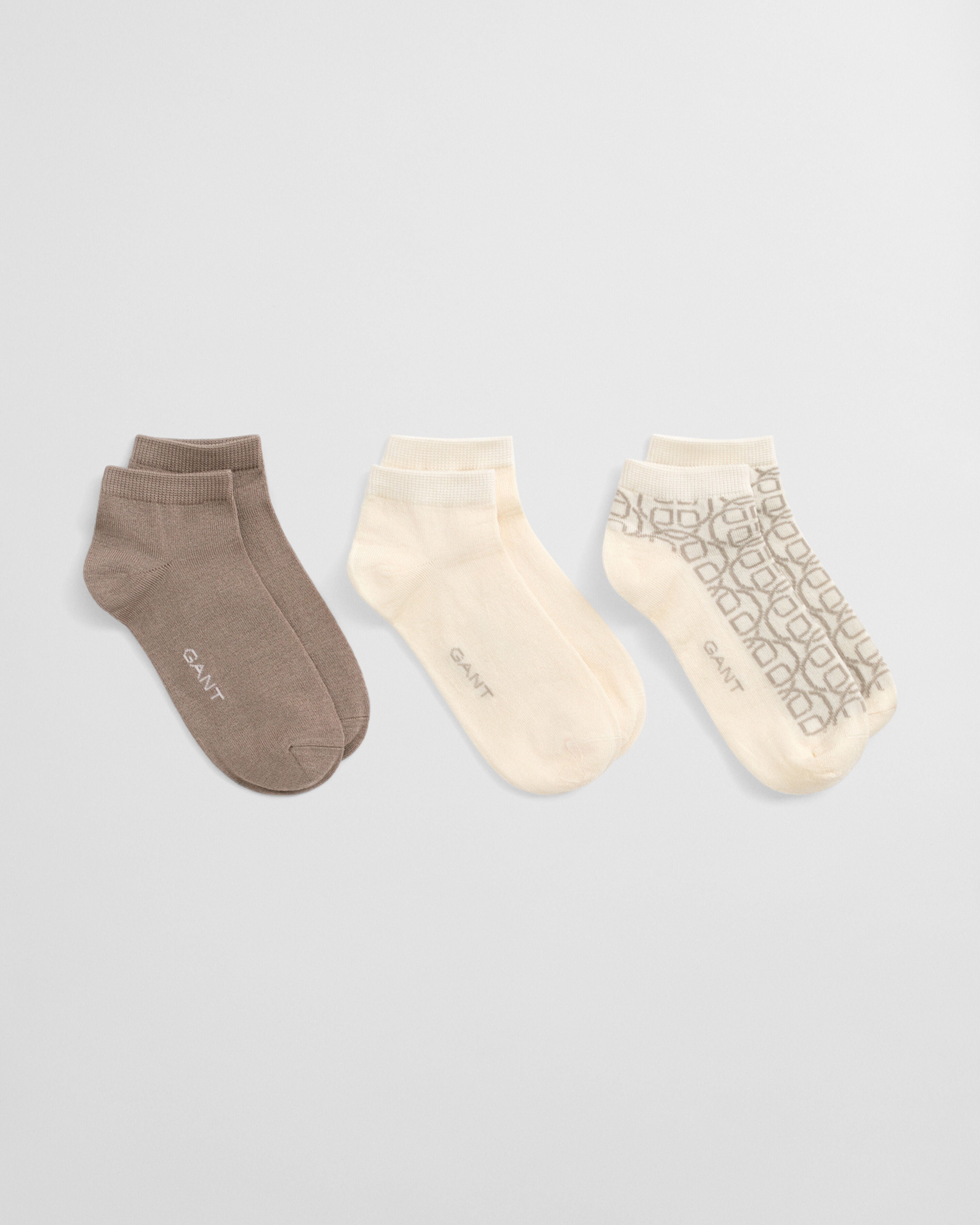 GANT 3-Pack Monogram Ankle Camel Socks