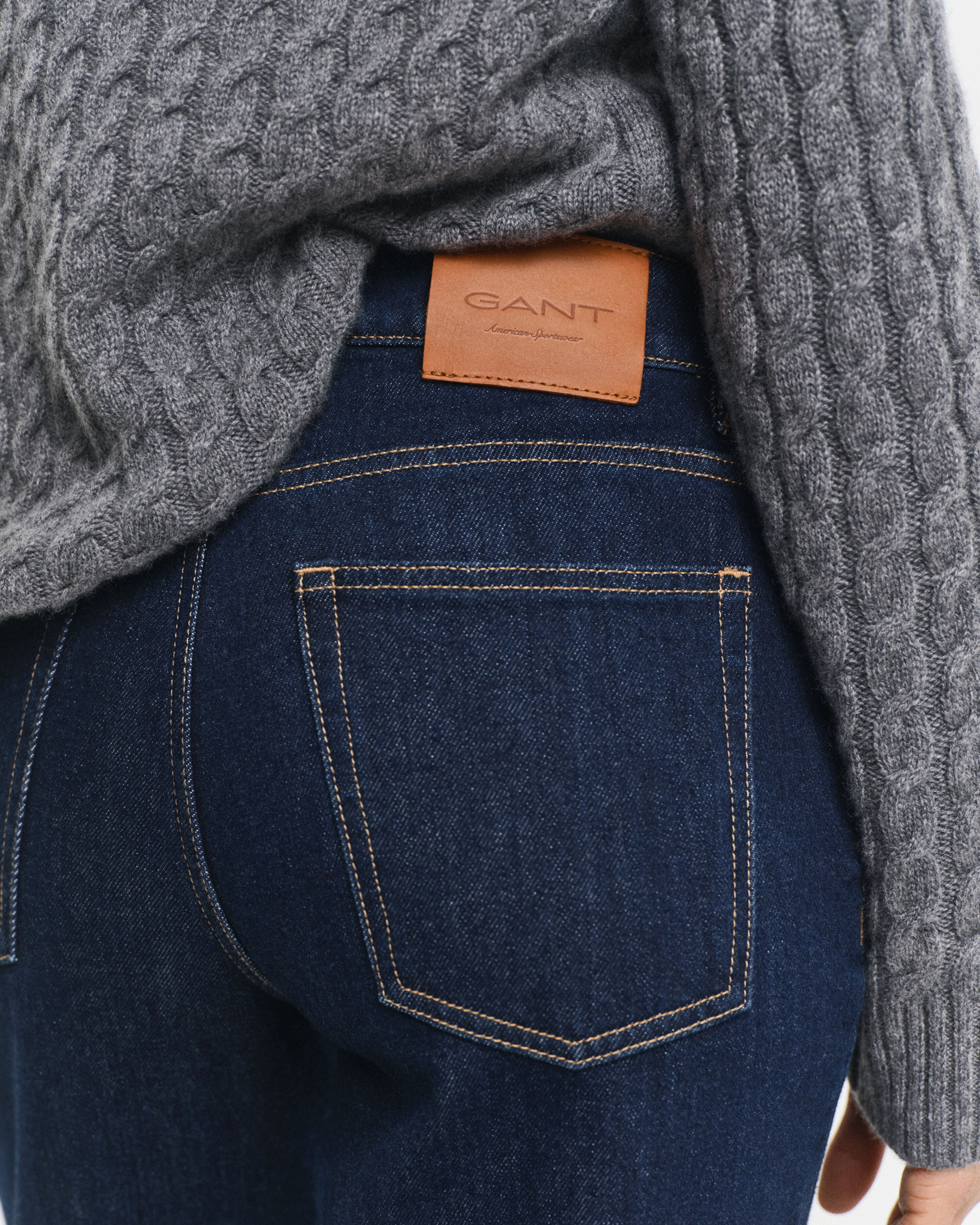 Straight Leg Stretch Dark Wash Jeans