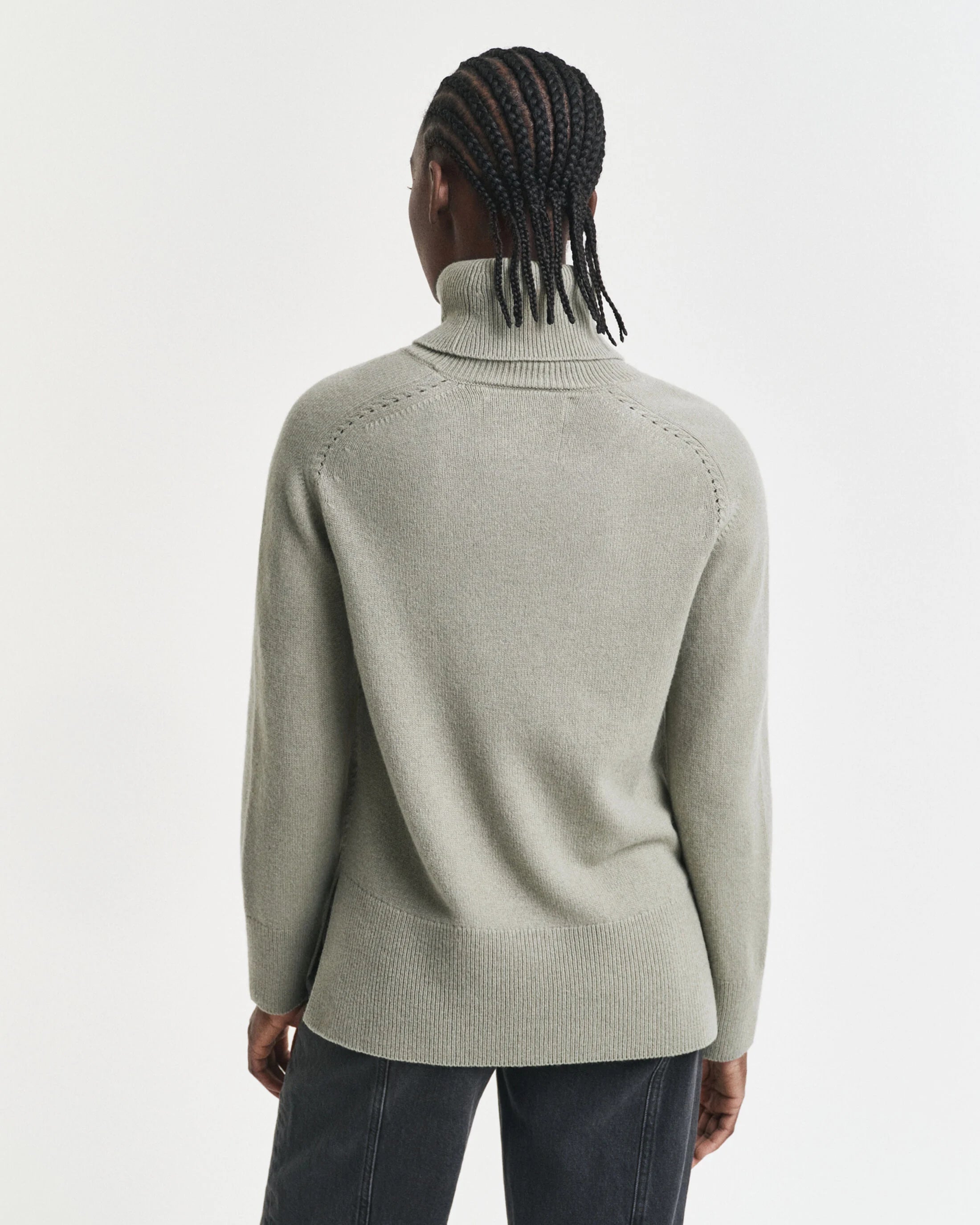 Soft Wool Cashmere Blend Sage Turtleneck