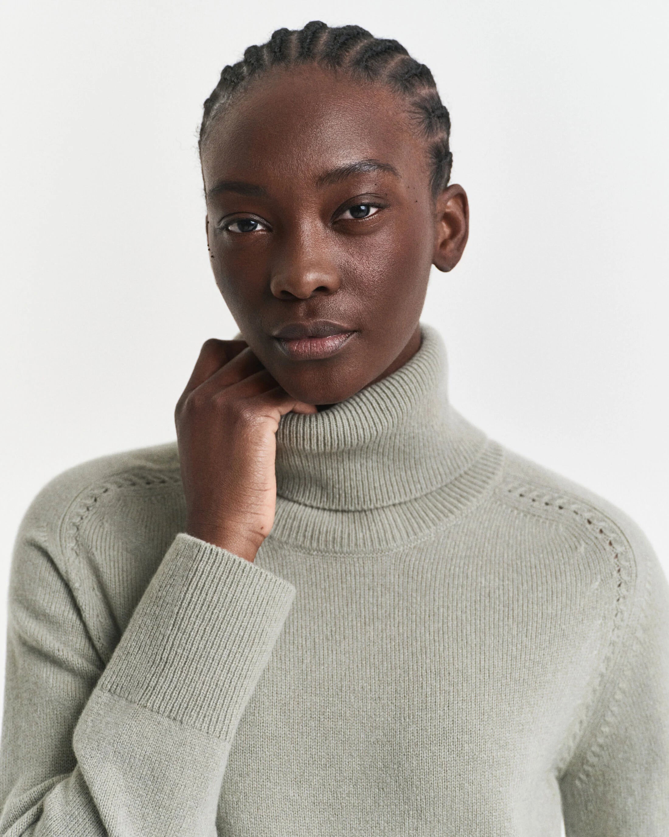 Soft Wool Cashmere Blend Sage Turtleneck