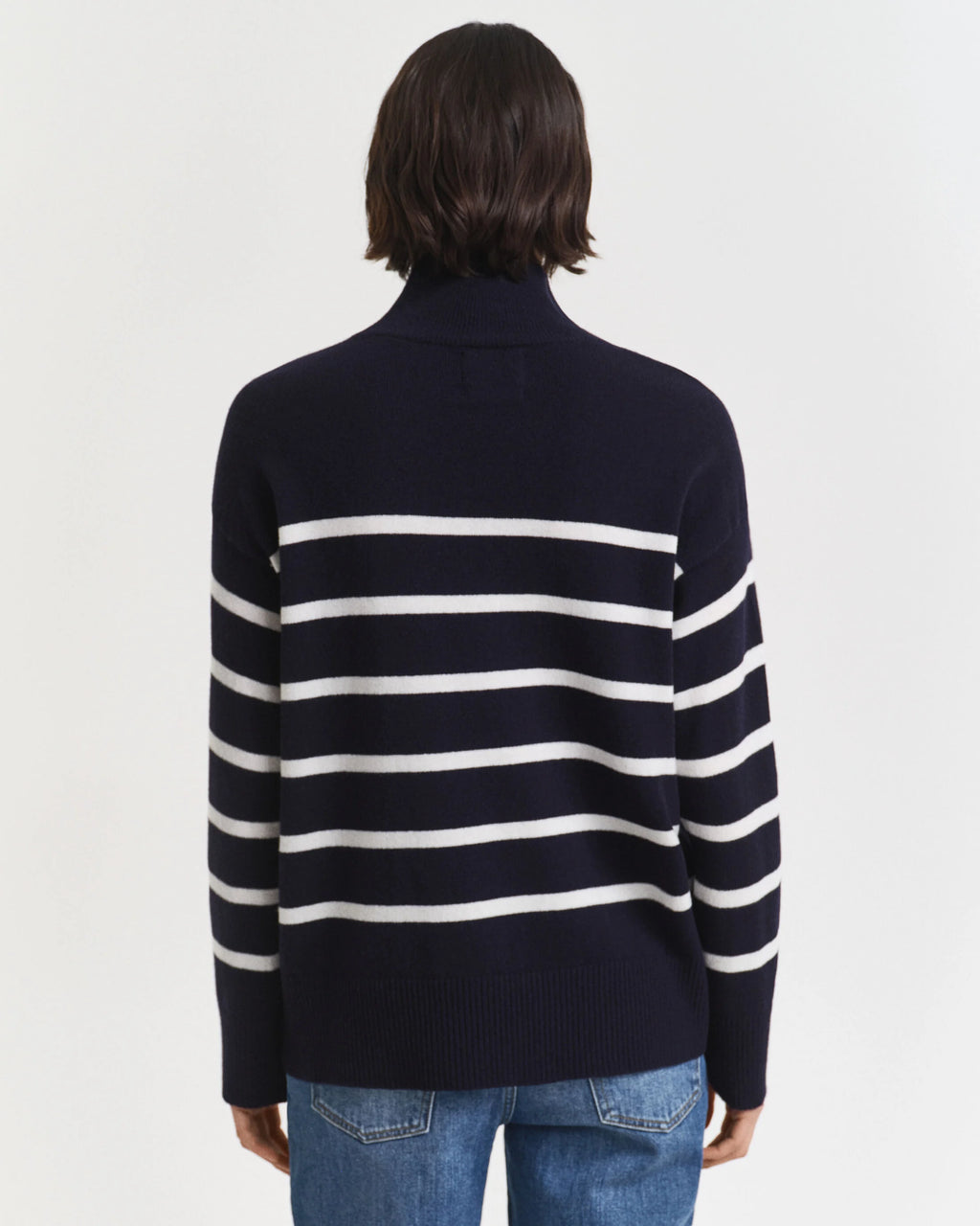 Striped Superfine Lambswool Navy Knit