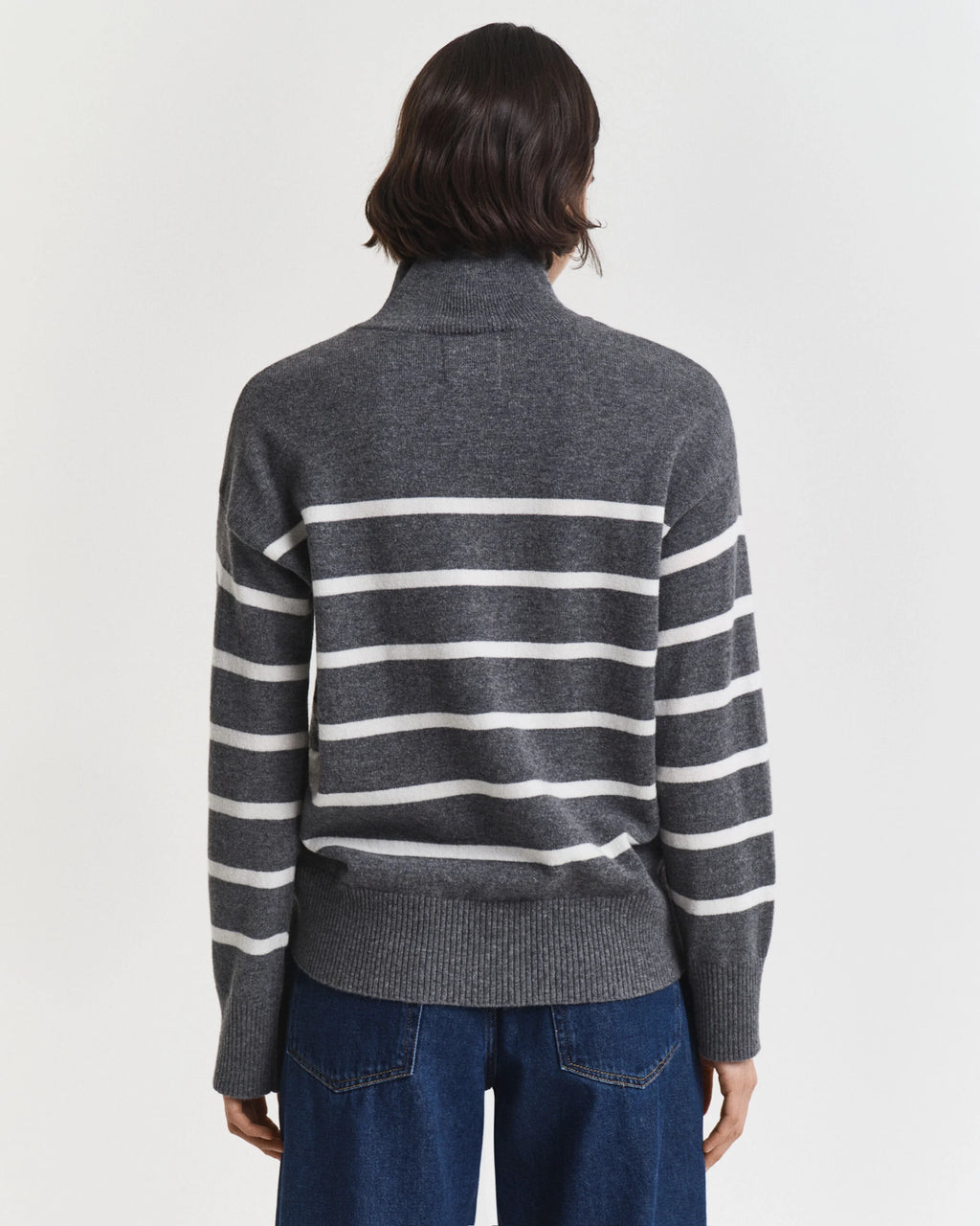 Striped Superfine Lambswool Grey Knit