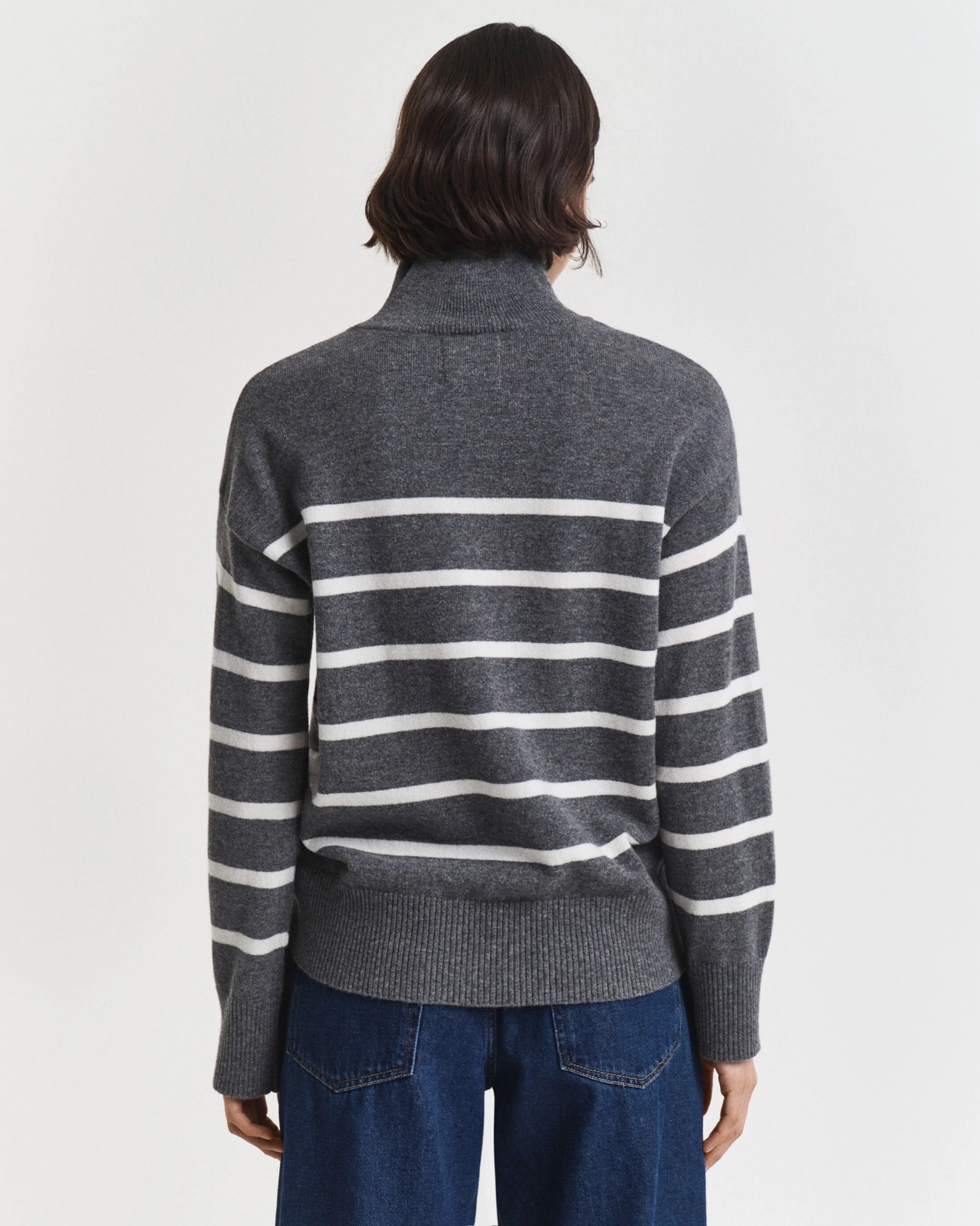 Striped Superfine Lambswool Grey Knit