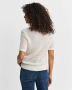 Cream Mohair Blend Short Sleeve Crew Neck Sweater