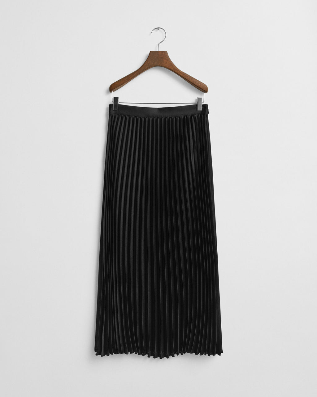 The Black Pleated Sateen Skirt