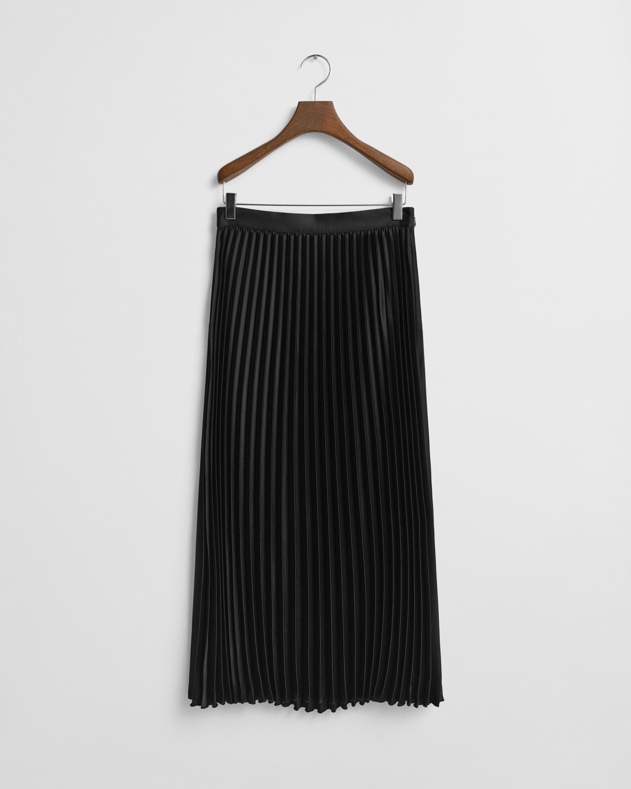The Black Pleated Sateen Skirt