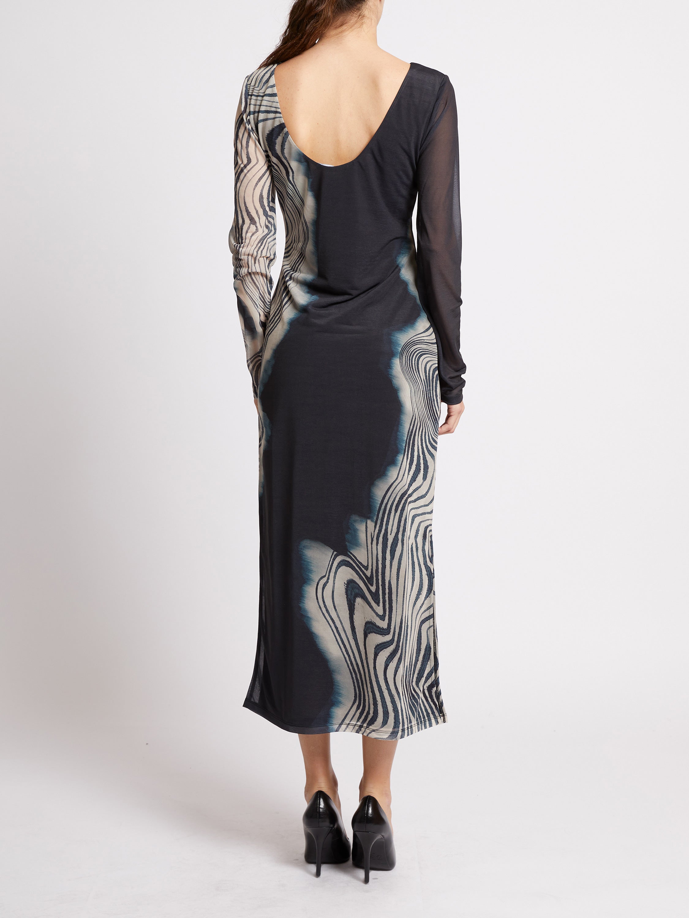 Celeste Sheer Slinky Swirl Dress
