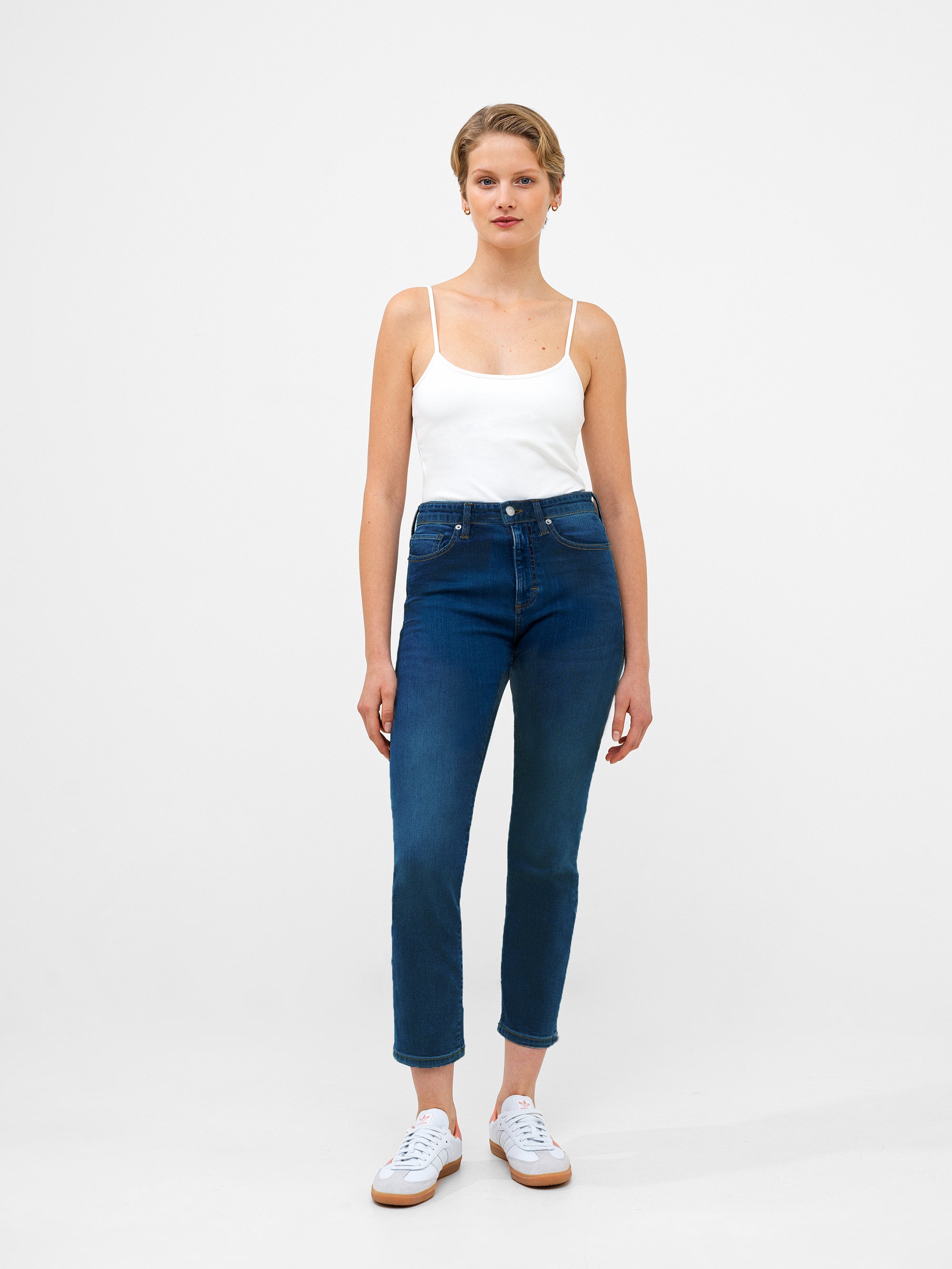 Stretch Denim Cigarette Ankle Grazer Jeans