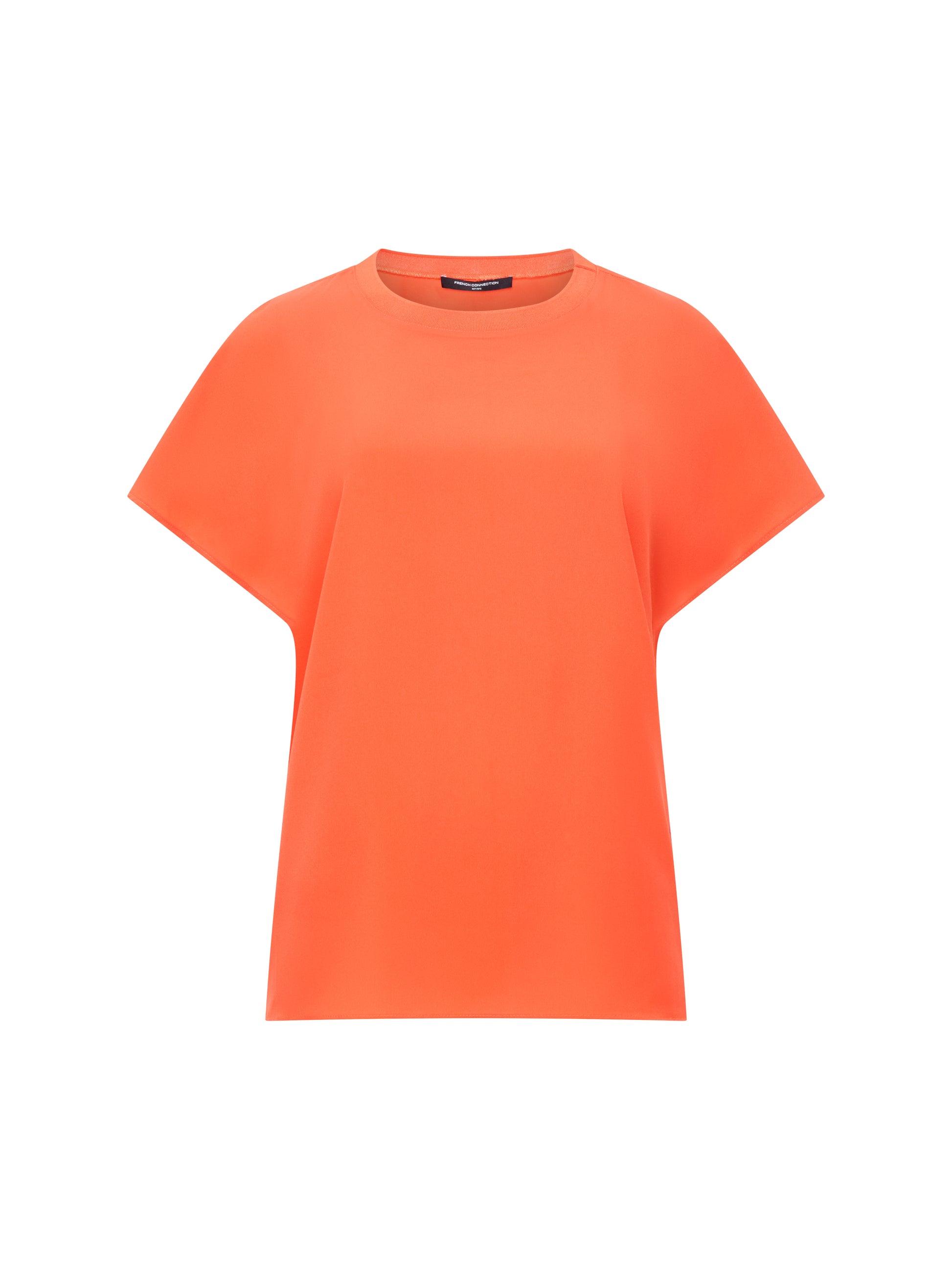 Crepe Light Crew Neck Orange Top