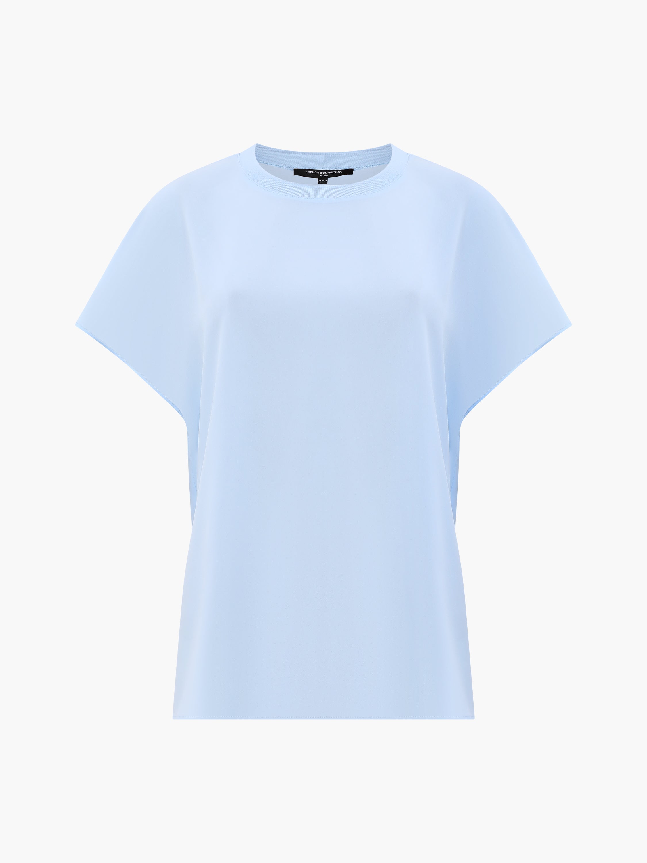 Crepe Light Crew Neck Blue Top
