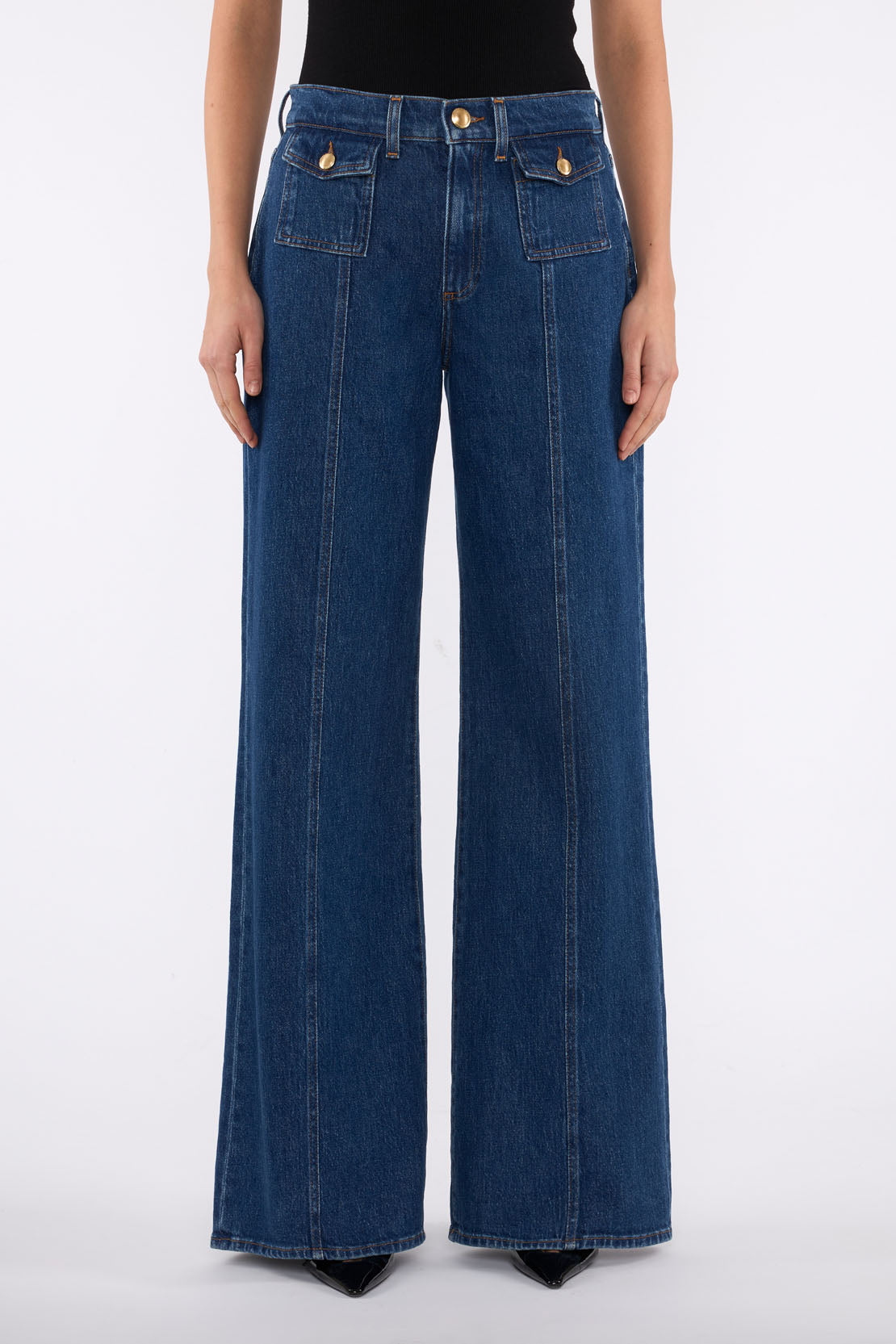 The LOTTA Patch Pocket Seamed Wide Leg Jeans