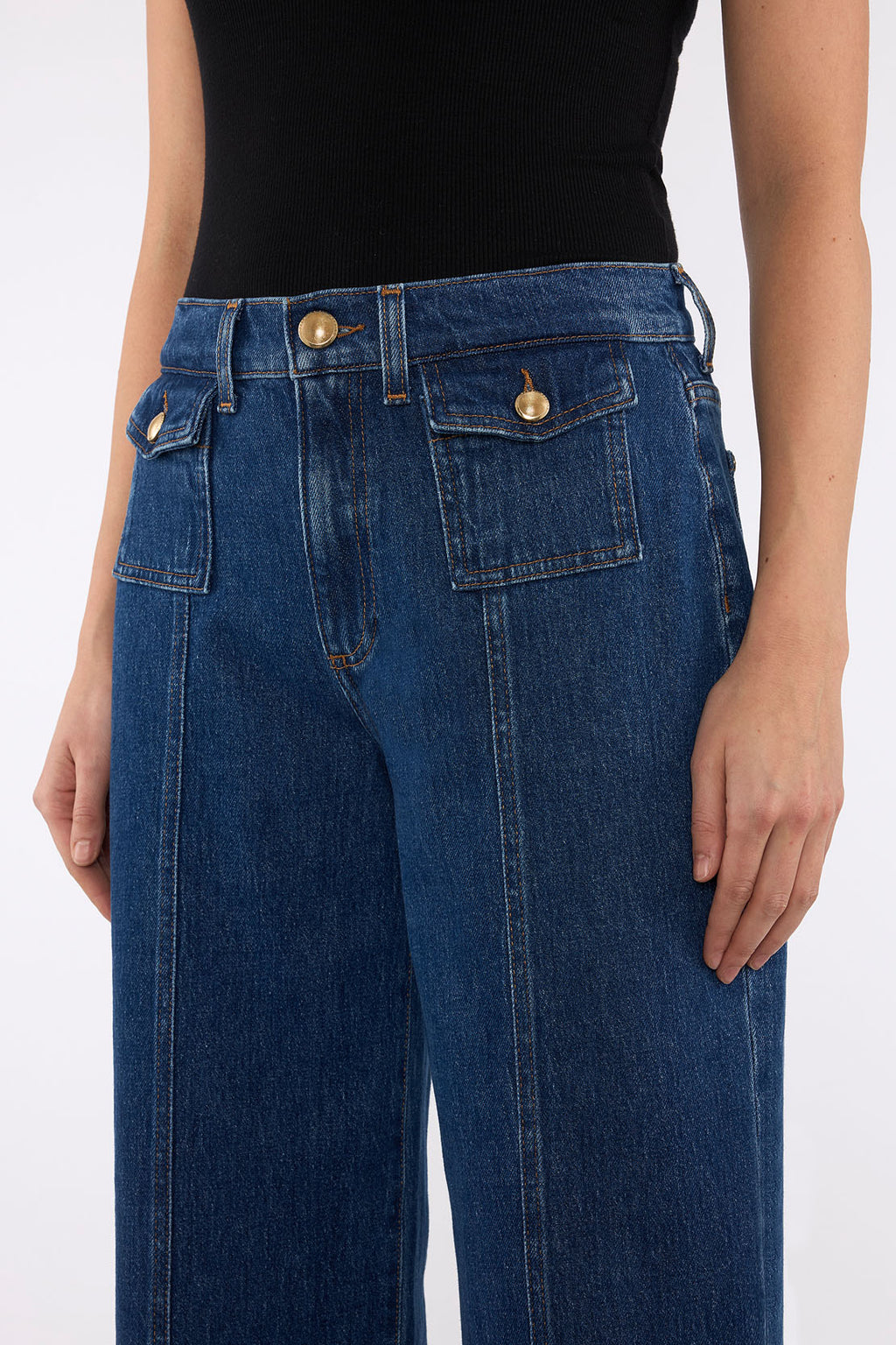 The LOTTA Patch Pocket Seamed Wide Leg Jeans