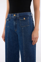 The LOTTA Patch Pocket Seamed Wide Leg Jeans