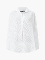 Zebra Devore Popover White Blouse