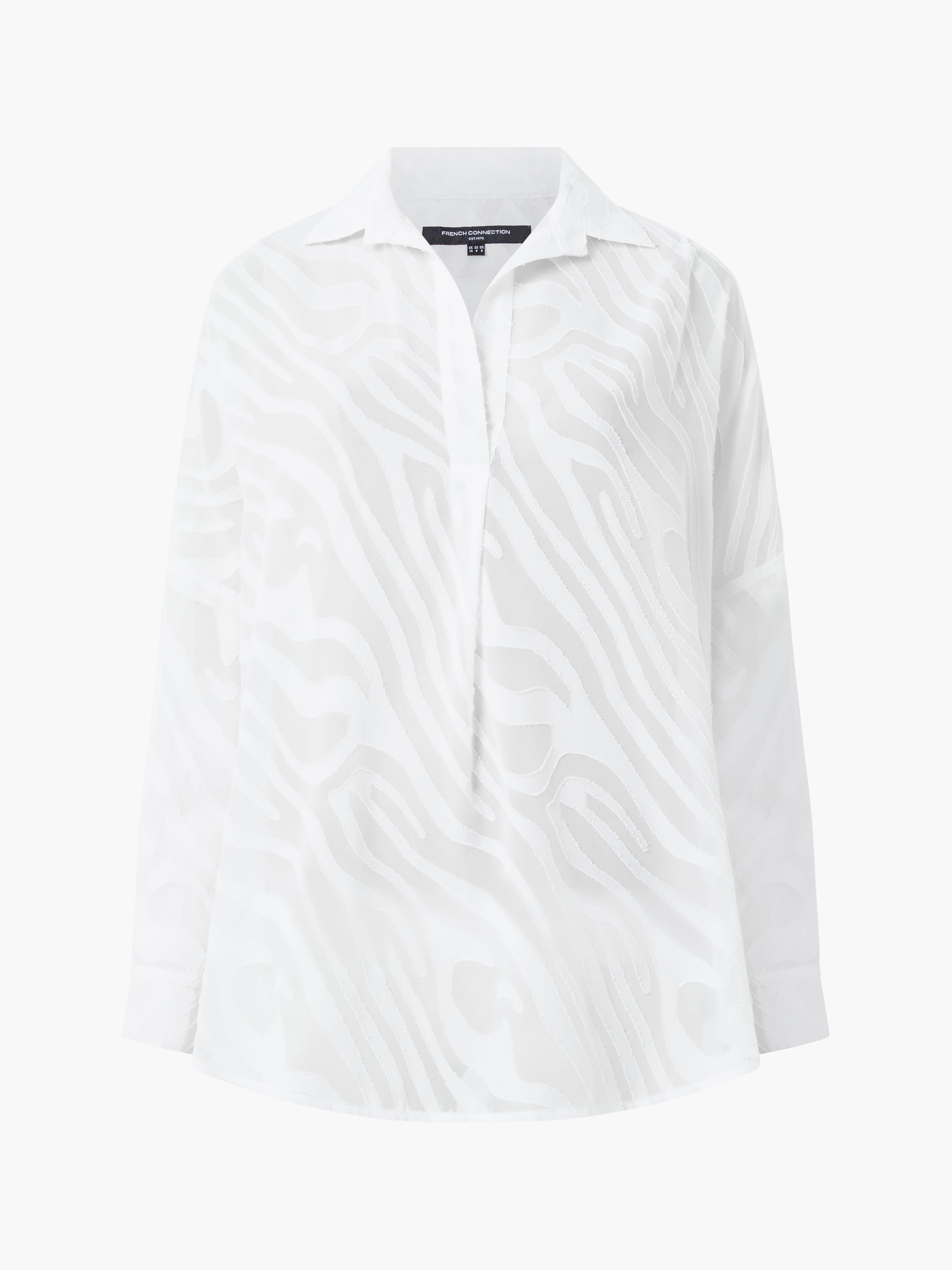 Zebra Devore Popover White Blouse
