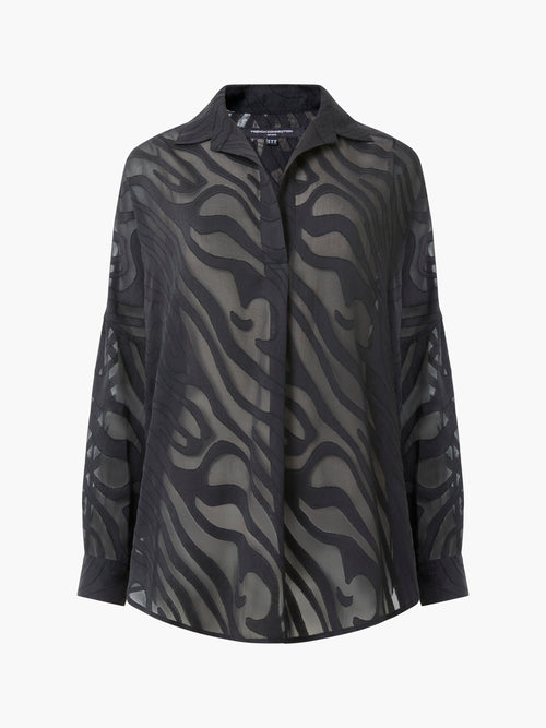 Devore Oversized Black Popover Blouse