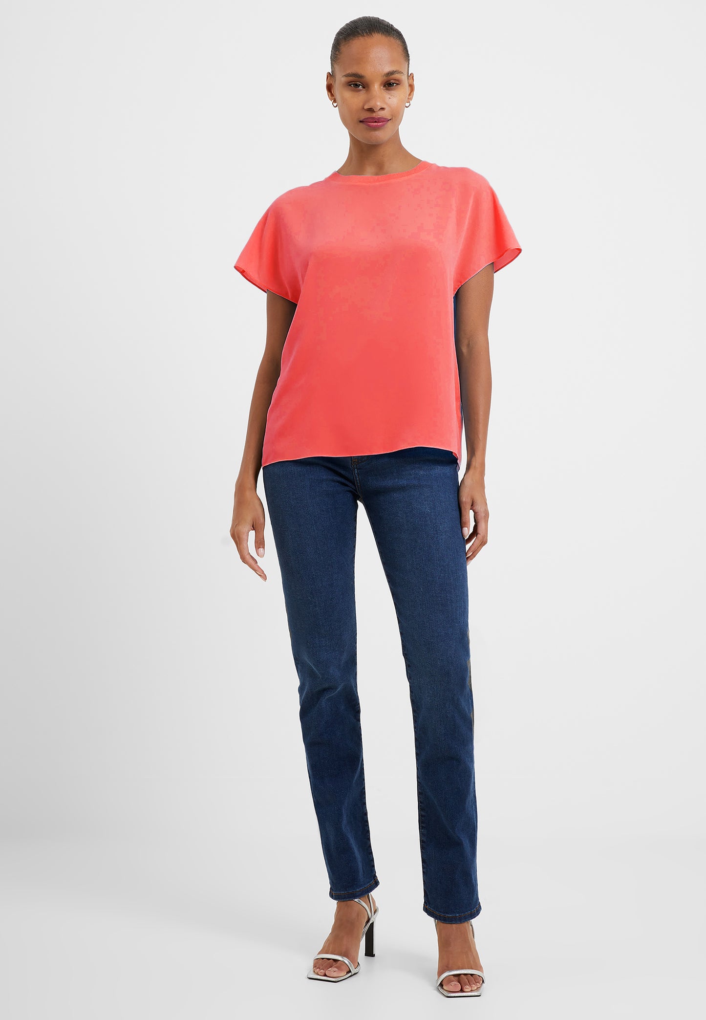 Crepe Light Crew Neck Top - Cayenne Red