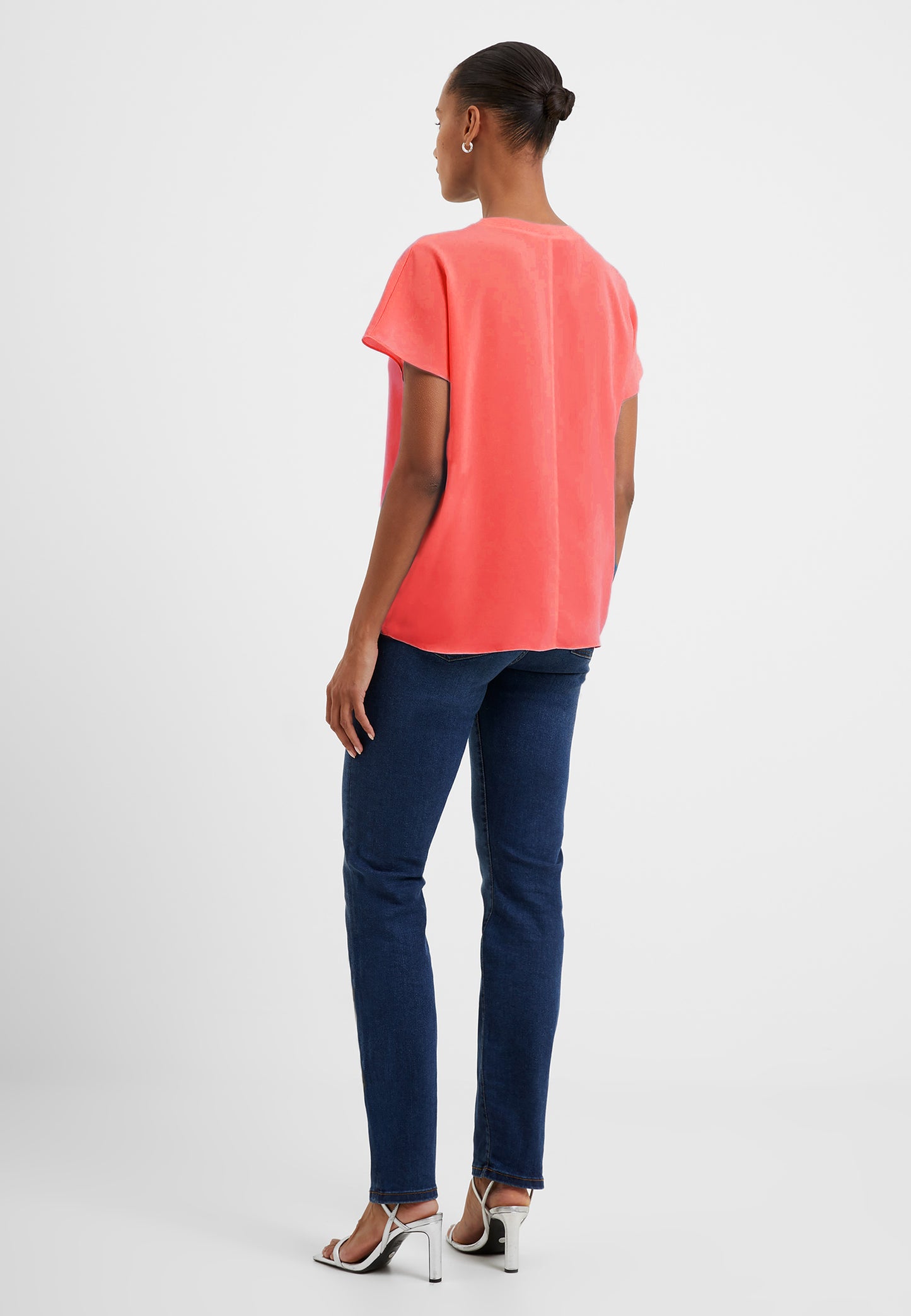 Crepe Light Crew Neck Top - Cayenne Red