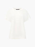 Crepe Light Crew Neck Cream Top