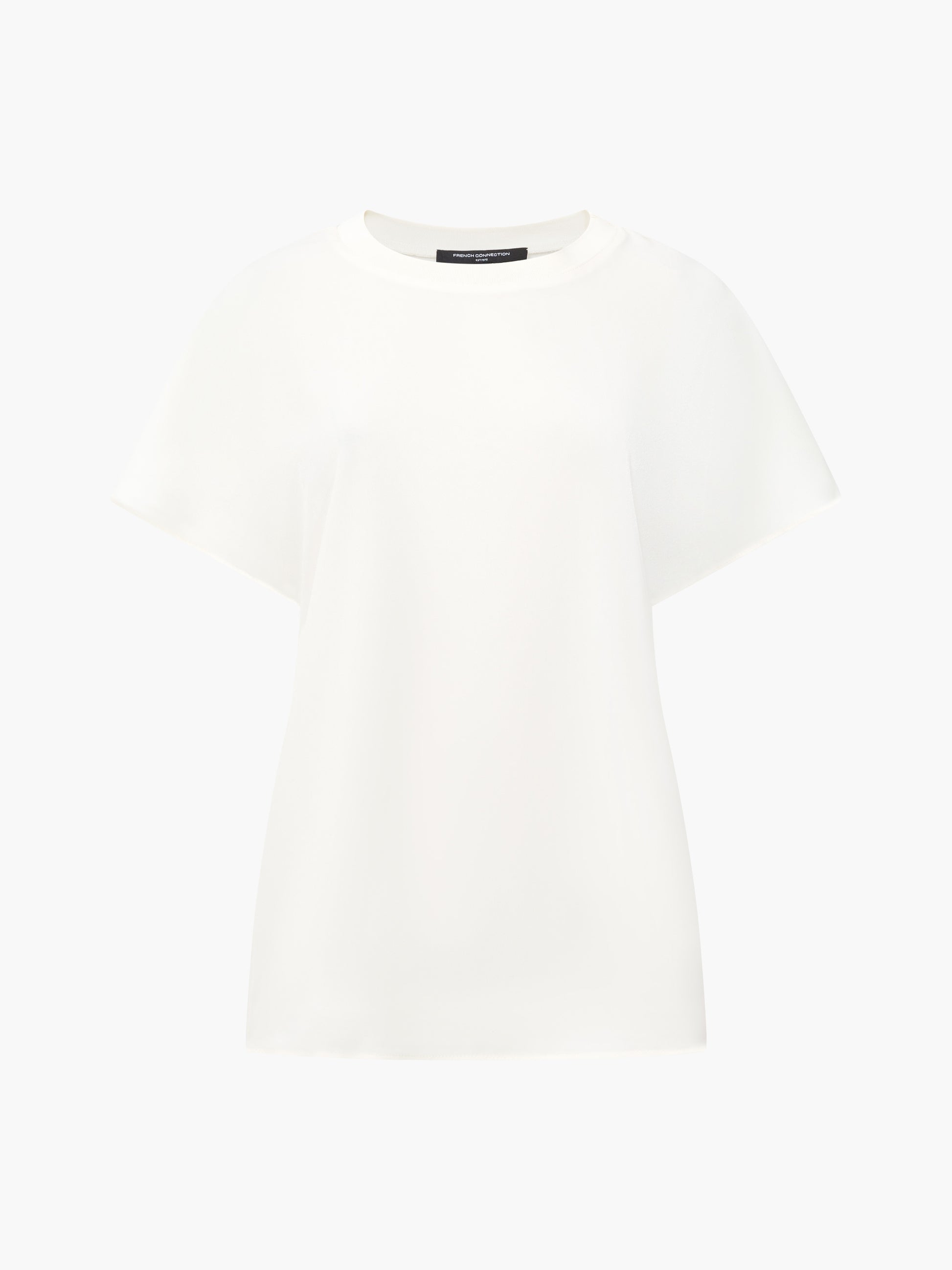 Crepe Light Crew Neck Cream Top