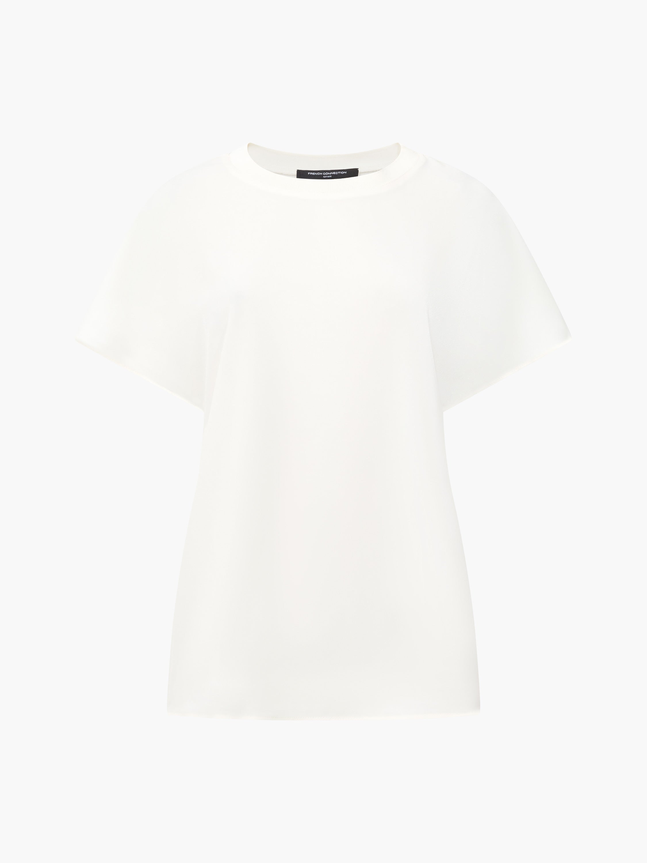 Crepe Light Crew Neck Cream Top