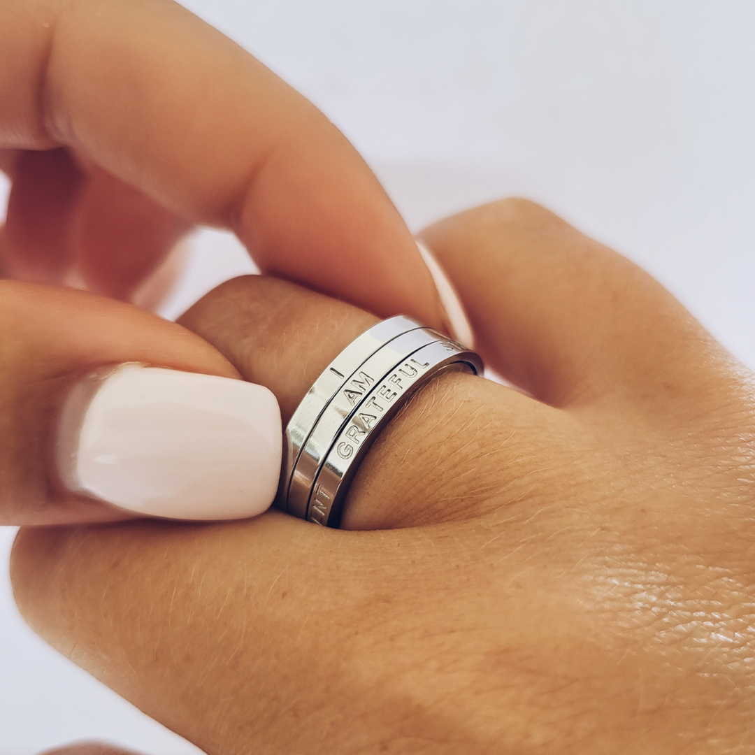 Silver Affirmation Spinner Ring